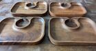 Vintage Snack Trays Wood Mid Century Retro Mcm Set 4 Rectangular Plate Serving