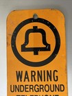Vintage Orange Bell Telephone Warning Underground Cable Metal Sign