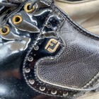 Footjoy Icon Mens Wingtip Golf Shoes Black Leather Spiked Brogue Oxfords Fj Logo