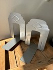 Set Of 2 Vtg Mid Century Gray Metal Bookends Library  8 5    Art Deco Design