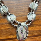  vintage  Sterling Silver Necklace And Mother Of Pearl Set With Sterling Ring