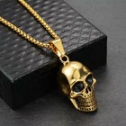 New Mens Biker Skull Pendant Necklace Men Stainless Steel Chain Punk Gothic