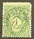 Travelstamps  Norway Stamp   16 - 1 Shilling Numeral Of Value Used Handstamped
