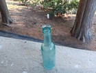 Vintage Aqua Glass Lea Perrins Worcestershire Bottle