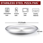 Teamfar 12 Inch Stainless Steel Pizza Pan - Round Oven Baking 12inch  Silver 
