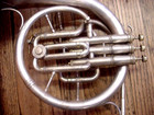 Early 3 Button Old French Horn King H  N  White 2 Mouth Pieces No Case