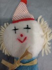 Vintage Eden Toys Plush Blue Stuffed Animal Clown Baby Rattle Haiti 6 