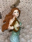 Mermaid Ornament Playing A Harp  Christmas Beach Coastal Vintage New