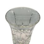 Vintage Crystal Cut Glass Pedestal Vase Starburst Diamond Patterns Clear 9  X 5 