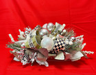 Mackenzie Childs Holiday Centerpiece 3 Candle Holder Silver Lining