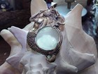   Vintage Large Sterling Silver Mermaid Magnifying Glass Pendant  