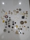 Vintage Button Lot Antique Figural Celluloid Pear  Mop  Calico  Art Deco Glass