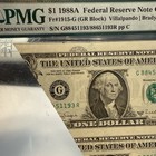 1988a  1 Federal Reserve Note Pmg 63epq - Chicago - Fold Over Error Note