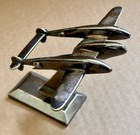 Wwii P-38 Lightning Trench Art Desk Model Vintage Aluminum Art Deco Fighter