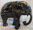 Hand Carved Striated Mineral Stone Elephant Sculpture 7 x 5 5  X 2 5  2 12 Lbs 