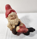 Vtg Ceramic Handpainted 70s Garden Gnomes Lot Of 2 Elves Pixies Sitting laying