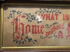 Antique Victorian Motto Sampler What Is Home Without A Father Carved Wood Frame
