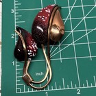 Vintage Matisse Renoir Copper Enamel Leaves Brooch Pin Red Signed Estate 3    Long