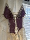 Faris Treasure Lace Sheer Gown  Ivory purple  Size S  Rare Vintage