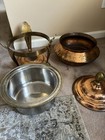Large Hammered Copper Chaffing Dish With Stand 4 Pieces - Heavy - 20 25 X 14   