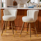 Set Of 2 Dining Chair Pu Leather Counter Height Stools Swivel Bar Stools 26  