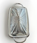 Vintage Silver Plate Rectangular Casserole Dish Stand Holder Foot Missing Glass