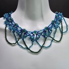 Handmade 925 Sterling Silver Blue green Victorian Necklace Earrings Bracelet