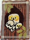 Large Owl In Tree Latch Hook Rug Wall Hanging Complete 27 X 20 Inch 1970s Retro