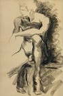 Original Figurative Charcoal Drawing Francis Vecchi Signed Framed Art