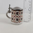 Vintage Decorative Ceramic Mini german Beer Stein W  Pewter Lid 2 5  Tall 