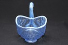 Antique Burtles Tate England Blue Opalescent Glass Swan Trinket Dish  5  Epoc