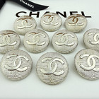 10 Chanel Buttons Cc Logo Round Silver Metal 22mm Vintage