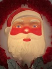 Vintage 50s Cellophane Working Christmas Wreath With Santa Blowmold Face