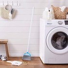 Amazon Basics Dustpan Broom Set With Easy Assembly And Long Blue White 