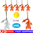 5pcs Car Color Changing Roast Duck Pendant  Cute Uv Temperature Duck Reminder Us