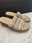Bzees Runaway Size 9w Washable Slide Wedge Sandal Comfort Shoe Beige