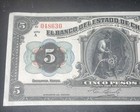 1913 Banco Del Estado De Chihuahua 5 Pesos 5  Banknote Beautiful Condition