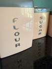 Vintage Pink Gray Lustro Ware Plastic Canister Set Flour Sugar Coffee Tea Rare
