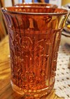 2 Imperial Lustre Rose Marigold Carnival Glass Tumblers  