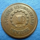 1863 N y  City Gustavus Lindenmueller Saloon Civil War Store Card token 630aq-1a