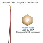 0402 Pre-wired Micro Led  24 Pcs 3-6v Emitting Diodes  Warm White