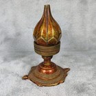 Antique Indian Brass Rose Shaped Candle Stand On Turtle
