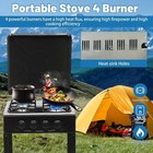4 Burner Outdoor Camping Stove With Windscreen  2 Layers Storage Rack Gas Cooker