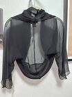 Sutton Studio Silk Shrug Black Sheer 3 4 Sleeve Sz 12 Nwt
