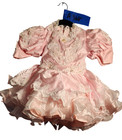 Vintage Toddler Dress Size 2 Pink White Lace Ruffle Pageant Party Dress