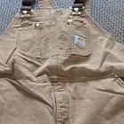 Carhartt Bib Overalls Mens Brown Duck Canvas Quilt Lined Double Knee Workwear