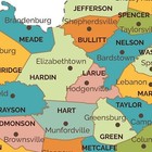 Kentucky Counties Map - Standard - 36  X 20 25  Laminated