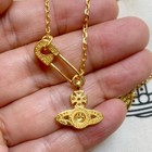 Vivienne Westwood Orb Safety Pin Lucrece Pendant Necklace Gold