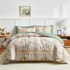 Bed In A Bag Queen  7 Piece Floral Comforter Sheet Set  Botanical Green Desig   