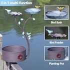  Deck Bird Bath  Bird Bath And Bird Feeder  Flower Planting Pedestal  Rust-b
